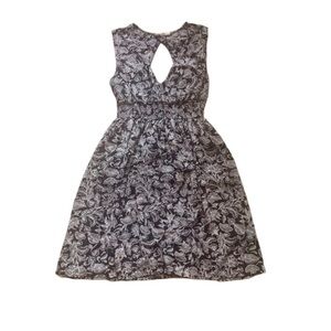 Roxy Floral Black and White Open Back Dresss Sz S